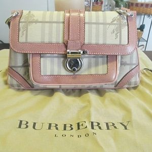 Burberry Pink Exotic Lizard Trim Shoulder Bag